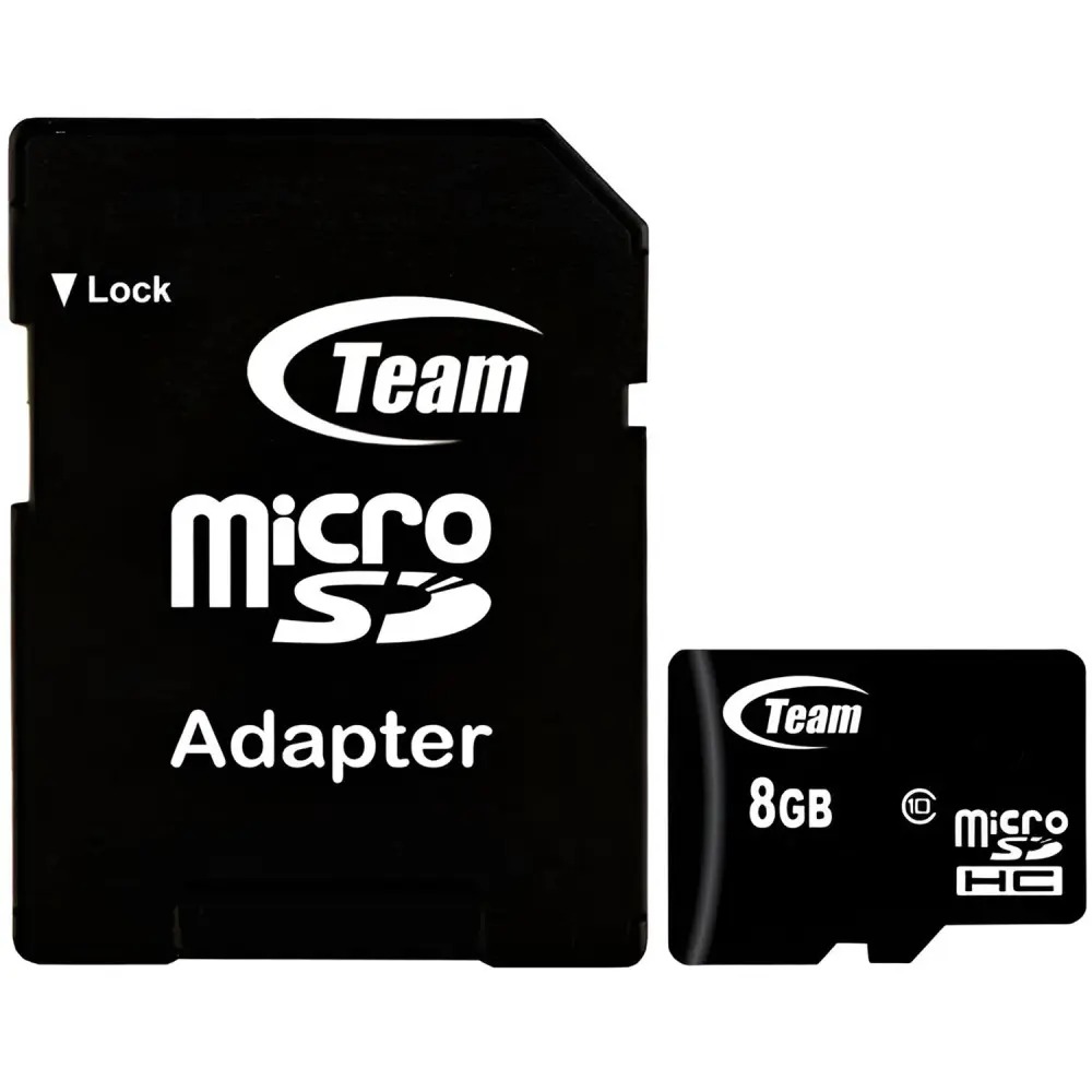Карта пам`ятi MicroSDHC 8GB Class 10 Team + SD-adapter (TUSDH8GCL1003)-