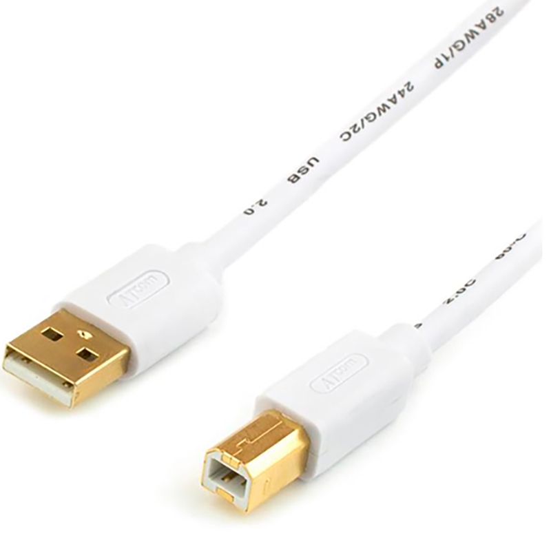 Кабель Atcom USB - USB Type-B V 2.0 (M/M), 1.8 м, ферит, білий (3795) пакет