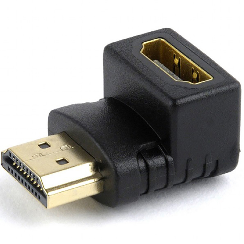Адаптер Cablexpert HDMI - HDMI (M/F), кут 90 градусів, чорний (A-HDMI90-FML) пакет